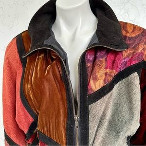 Vintage Fabulous. Unique Colorpatch  Leather/Velvet/Suede Lined Bomber Jacket